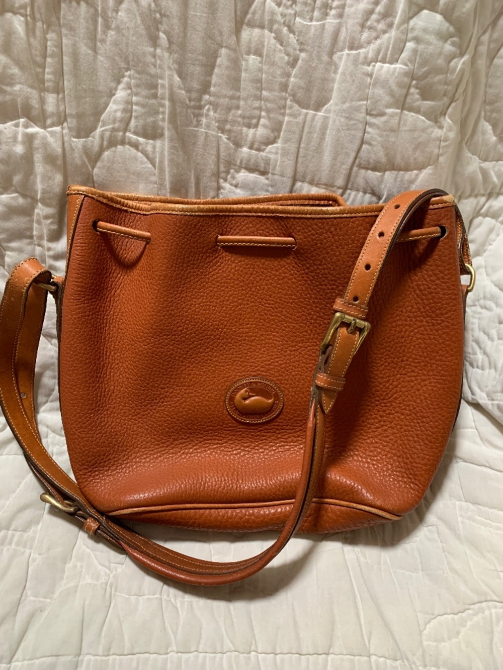 Vintage Dooney & Bourke Pebbled Leather Drawstring Bucket Bag